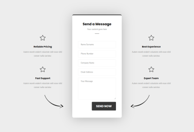 Divi Hero Section with centered contact form and feature highlights
