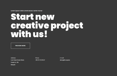 Divi Hero Section with bold creative headline, contact info, and CTA
