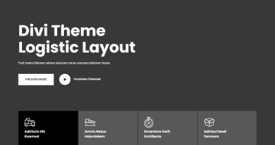 Logistics Divi Hero Section with Icon Highlights & CTA