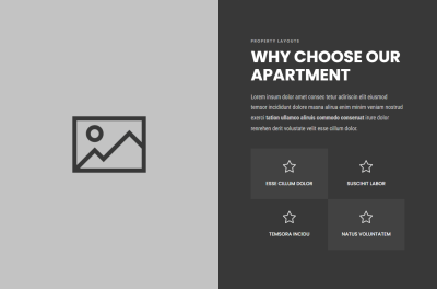 Divi Hero Section with property layout, apartment features, and modern design