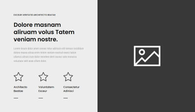 Divi hero section with feature icons on the left and image on the right