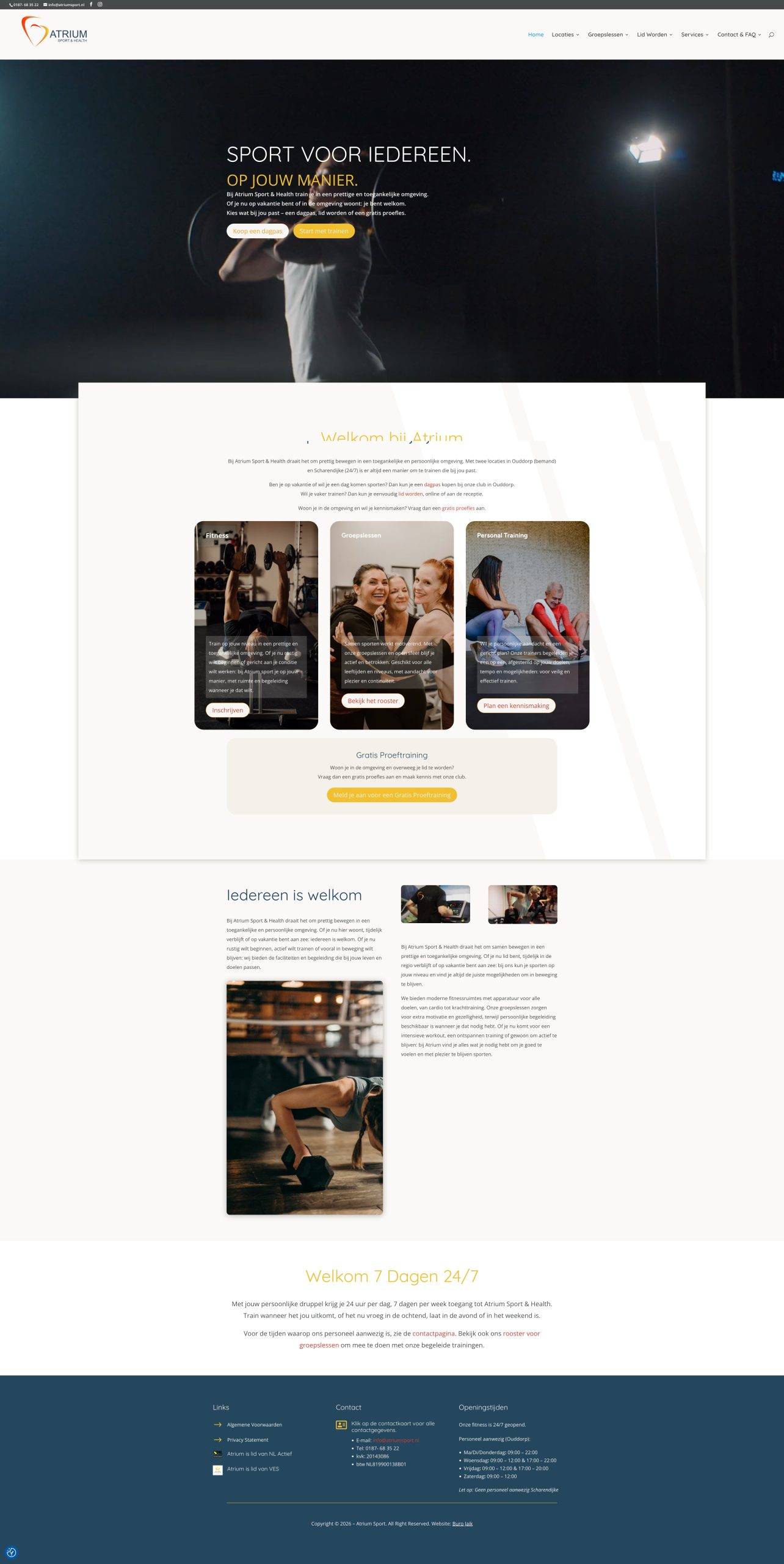 Atrium-Sport-Ouddorp-wordpress-divi-2 Wordpress website voor zelfstandig voeding coach, lifestyle coach, personal trainer in Rotterdam